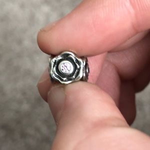 SS with pink cz pandora rose charm